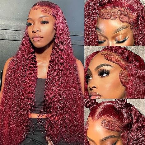 Wig store-Wavy-20 Inch 99J Burgundy Lace Front Wigs Human Hair 200% Density 13×4 Deep wave Lace Front Wigs Human Hair Pre Plucked Red Lace Frontal Wig for Women Glueless Wig store-Wavy-20 Inch 99J Burgundy Lace Front Wigs Human Hair 200% Density 13x4 Deep wave Lace Front Wigs Human Hair Pre Plucked Red Lace Frontal Wig for Women Glueless