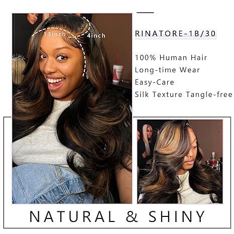 Wig store-Wavy-Highlight Ombre Lace Front Wig Human Hair 26 Inch 1B/30 Body Wave HD Lace Front Wigs Human Hair Pre Plucked 13×4 180 Density Frontal Glueless Balayage Wig Human Hair with Baby Hair 2 Wig store-Wavy-Highlight Ombre Lace Front Wig Human Hair 26 Inch 1B/30 Body Wave HD Lace Front Wigs Human Hair Pre Plucked 13x4 180 Density Frontal Glueless Balayage Wig Human Hair with Baby Hair - Image 2