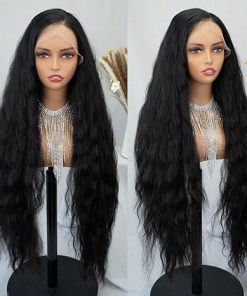 Wig store-Long Curly;Water Wave-MISS FANCY 34 Inch Black Lace Front Wigs For Black Women 13X6 HD Frontal Lace Water Wave Wigs Natural Hairline Synthetic Glueless Wigs With Baby Hair Pre Plucked Long Curly Wig Daily Wear and Go