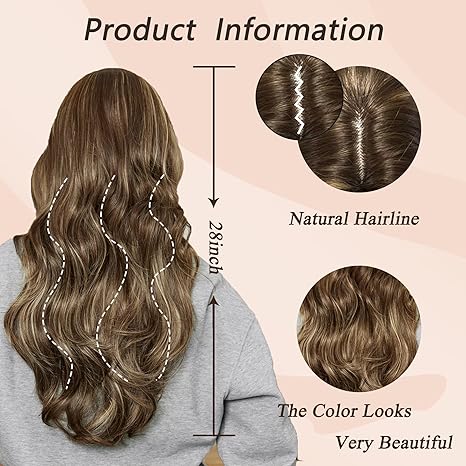 Wig store-Wavy-Long Wavy Wigs for Women Brown Wigs Blonde Highlights Wigs Middle Part Long Curly Wig 28Inch Heat Resistant Wig Hair Replacement Wigs Natural Looking Synthetic Wig for Holiday Daily Party Use 3 Wig store-Wavy-Long Wavy Wigs for Women Brown Wigs Blonde Highlights Wigs Middle Part Long Curly Wig 28Inch Heat Resistant Wig Hair Replacement Wigs Natural Looking Synthetic Wig for Holiday Daily Party Use - Image 3