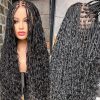 Wig store-Curly-Boho Box Braids Human Hair Wig Hd Transparent Full Lace Braided Wig Human Hair Pre Plucked Glueless Goddess Knotless Braided Wigs With Curly Ends For Black Women Natural Color 22 inch