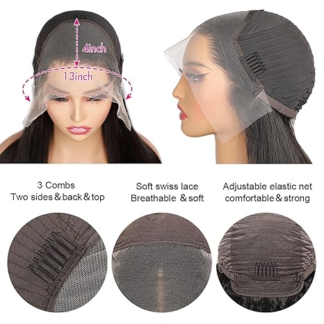 Wig store-Straight-Bob Wig Human Hair 200% Density 13×4 HD Lace Front Wigs Human Hair Bleached Knots Bone Straight Wigs Human Hair Blunt Cut Straight Lace Front Wigs for Black Women Pre Plucked Natural Hairline 14inch 3 Wig store-Straight-Bob Wig Human Hair 200% Density 13x4 HD Lace Front Wigs Human Hair Bleached Knots Bone Straight Wigs Human Hair Blunt Cut Straight Lace Front Wigs for Black Women Pre Plucked Natural Hairline 14inch - Image 3