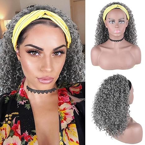 Wig store-Curly-Aisaide Short Afro Kinky Curly Grey Headband Wigs for Black Women-Synthetic Curly Headband Wig Afro Curly Wave Deep Wave Black Headband Wig Wrap Wig with Headbands Attached Scarf Wig 16inch(1B/GREY) Wig store-Curly-Aisaide Short Afro Kinky Curly Grey Headband Wigs for Black Women-Synthetic Curly Headband Wig Afro Curly Wave Deep Wave Black Headband Wig Wrap Wig with Headbands Attached Scarf Wig 16inch(1B/GREY)