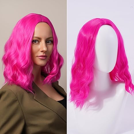 Wig store-Short bob hairstyle-Hot pink bob wig 12 inches synthetic fiber material glue-free wig short bob wig heat-resistant hair suitable for women’s party vibe role-playing dress-up styling Wig store-Short bob hairstyle-Hot pink bob wig 12 inches synthetic fiber material glue-free wig short bob wig heat-resistant hair suitable for women's party vibe role-playing dress-up styling