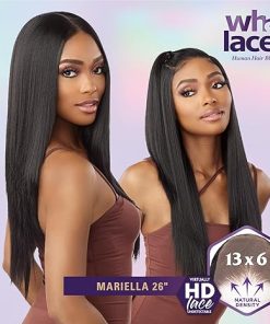 Wig store-Straight-Sensationnel What lace 13×6 Wigs – mariella 26 inch human hair blend lacefrontal glueless synthetic with natural density preplucked hairline (COLORMELTGOLD) 2