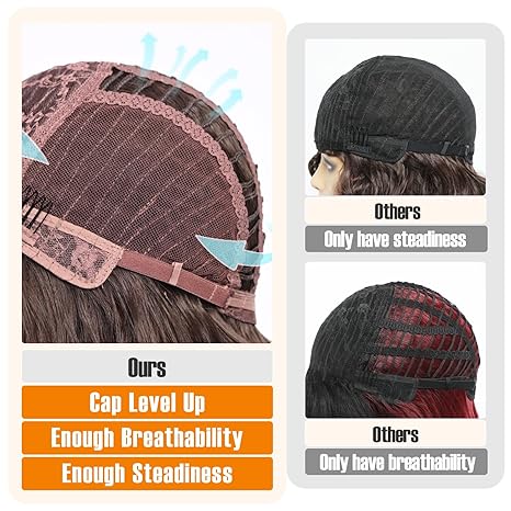 Wig store-Wavy-Dark Brown Wigs with Bangs for Women Synthetic 16inch Medium Length Wigs with Natural Long Wavy Fringe Bang wig Heat Resistant Hair for Daily Party Use 3 Wig store-Wavy-Dark Brown Wigs with Bangs for Women Synthetic 16inch Medium Length Wigs with Natural Long Wavy Fringe Bang wig Heat Resistant Hair for Daily Party Use - Image 3