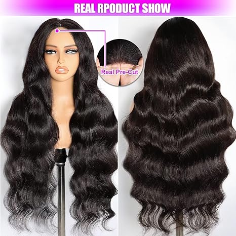 Wig store-Wavy-IWISH 210% Density Wear and Go Glueless Wigs Human Hair Pre Plucked Pre Cut for Beginner 5×5 HD Lace Closure Wigs Human Hair Body Wave Lace Front Wigs No Glue Ready to Wear Natural Black Color 34 Inch 3 Wig store-Wavy-IWISH 210% Density Wear and Go Glueless Wigs Human Hair Pre Plucked Pre Cut for Beginner 5x5 HD Lace Closure Wigs Human Hair Body Wave Lace Front Wigs No Glue Ready to Wear Natural Black Color 34 Inch - Image 3