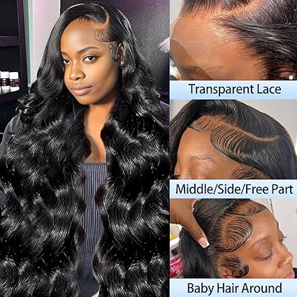 Wig store-Wavy-Body Wave Lace Fronts Wig Human Hair 20 Inch 13×4 HD Frontal Wigs Human Hair Pre Plucked Glueless Human Hair Wig for Women 180 Density Natural Black 2 Wig store-Wavy-Body Wave Lace Fronts Wig Human Hair 20 Inch 13x4 HD Frontal Wigs Human Hair Pre Plucked Glueless Human Hair Wig for Women 180 Density Natural Black - Image 2