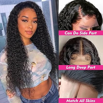 Wig store-Wavy-Water Wave Lace Front Wigs Human Hair 180% Density 13×4 HD Lace Frontal Wigs Pre Plucked with Baby Hair Wet and Wavy Curly Frontal Human Hair Wigs for Women Natural Color (30inch) 3 Wig store-Wavy-Water Wave Lace Front Wigs Human Hair 180% Density 13x4 HD Lace Frontal Wigs Pre Plucked with Baby Hair Wet and Wavy Curly Frontal Human Hair Wigs for Women Natural Color (30inch) - Image 3
