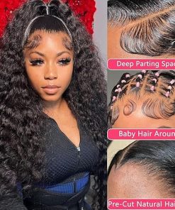 Wig store-Curly-Glueless Wigs Human Hair Pre Plucked Pre Cut 5X5 HD Lace Closure Wigs Human Hair for Women 180% Density Water Wave Human Hair Wigs 5X5 Deep Curly Closure Wigs (22 Inch- 5×5 Lace Closure Wigs) 2