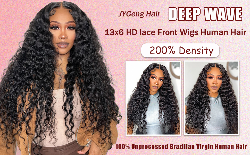 Deep Wave Lace Front Wigs Human Hair Pre Plucked