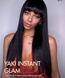 Wig store-Long Hair-LUVME HAIR 22 Inch Yaki Straight Wig with Bangs Human Hair- Ready to Go Glueless Wigs Long Human Hair 2