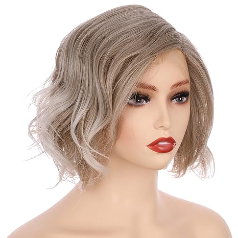 Wig store-Wavy-Onedor Lace Front Short Wavy Hair Bob Wig for Women- 10 Inch with Side Part (Ice Brown) 2 Wig store-Wavy-Onedor Lace Front Short Wavy Hair Bob Wig for Women- 10 Inch with Side Part (Ice Brown) - Image 2