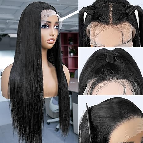 Wig store-Straight-AISI HAIR Straight Lace Front Wig Pre Plucked With Baby Hair 13×4 HD Glueless Synthetic Black Wigs for Women 28inch Beginner Friendly 2 Wig store-Straight-AISI HAIR Straight Lace Front Wig Pre Plucked With Baby Hair 13x4 HD Glueless Synthetic Black Wigs for Women 28inch Beginner Friendly - Image 2