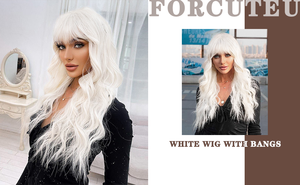 white wig with bangs 