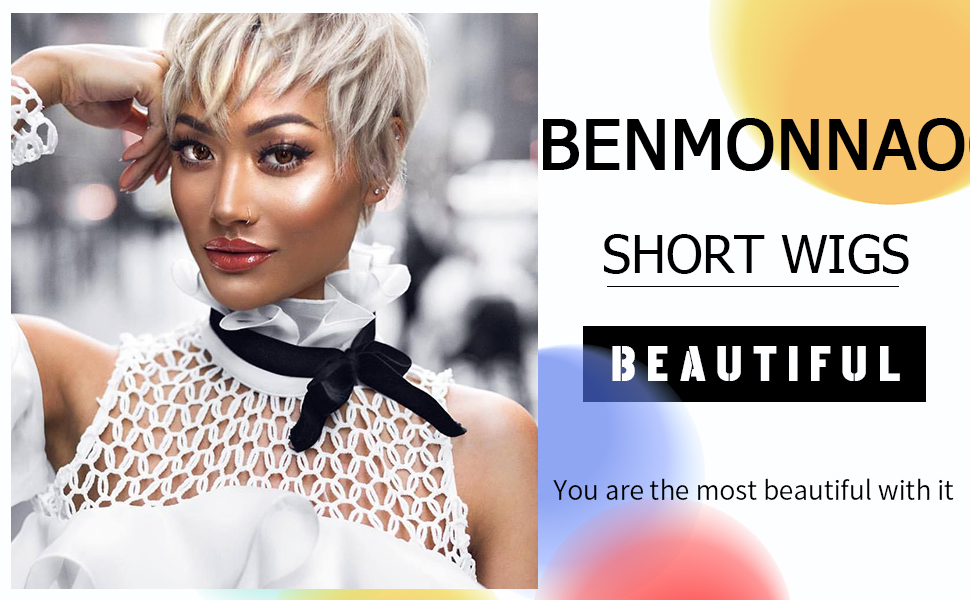 Pixie Cut Short Wigs with Bangs Short Haircuts for Women Synthetic Short Wigs for Black Women,Short