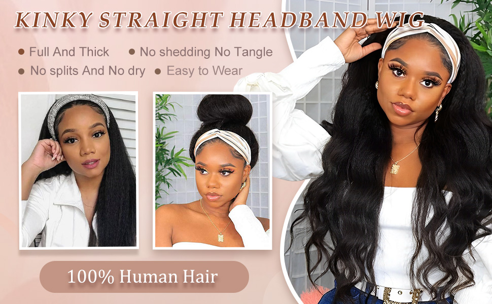 kinky straight headband wig