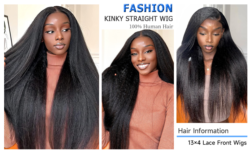 kinky straight human hair wig