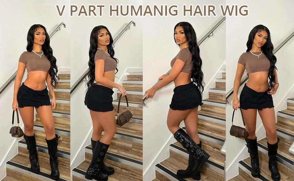 v part human hair wig